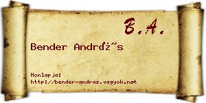 Bender András névjegykártya