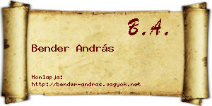 Bender András névjegykártya